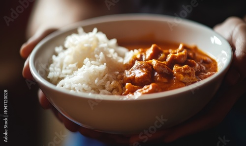 Delicious curry dish with rice