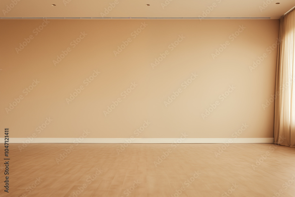 Empty Room with Beige Walls and Wooden Floor Empty Room with Beige Walls and Wooden Floor