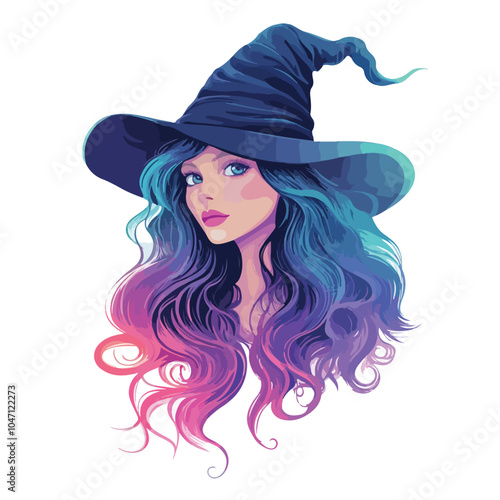 Enchanting Young Witch with Stunning Iridescent Hair
