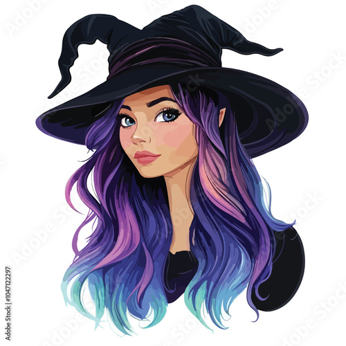 Enchanting Young Witch with Stunning Iridescent Hair