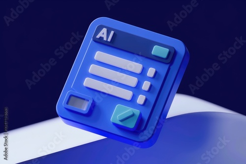 A blue 3D icon depicting a form labeled AI  representing artificial intelligence.