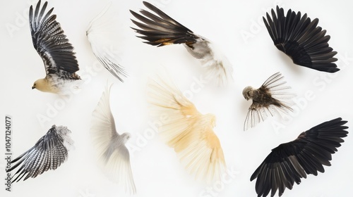 Majestic birds in flight with outstretched wings