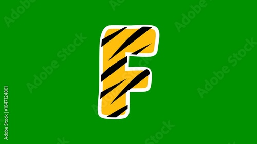 alphabet animation from A-Z on green screen background. alphabet animation with animal skin such as giraffe, tiger, cow, cheetah, and cat. suitable for children's learning. green screen background.