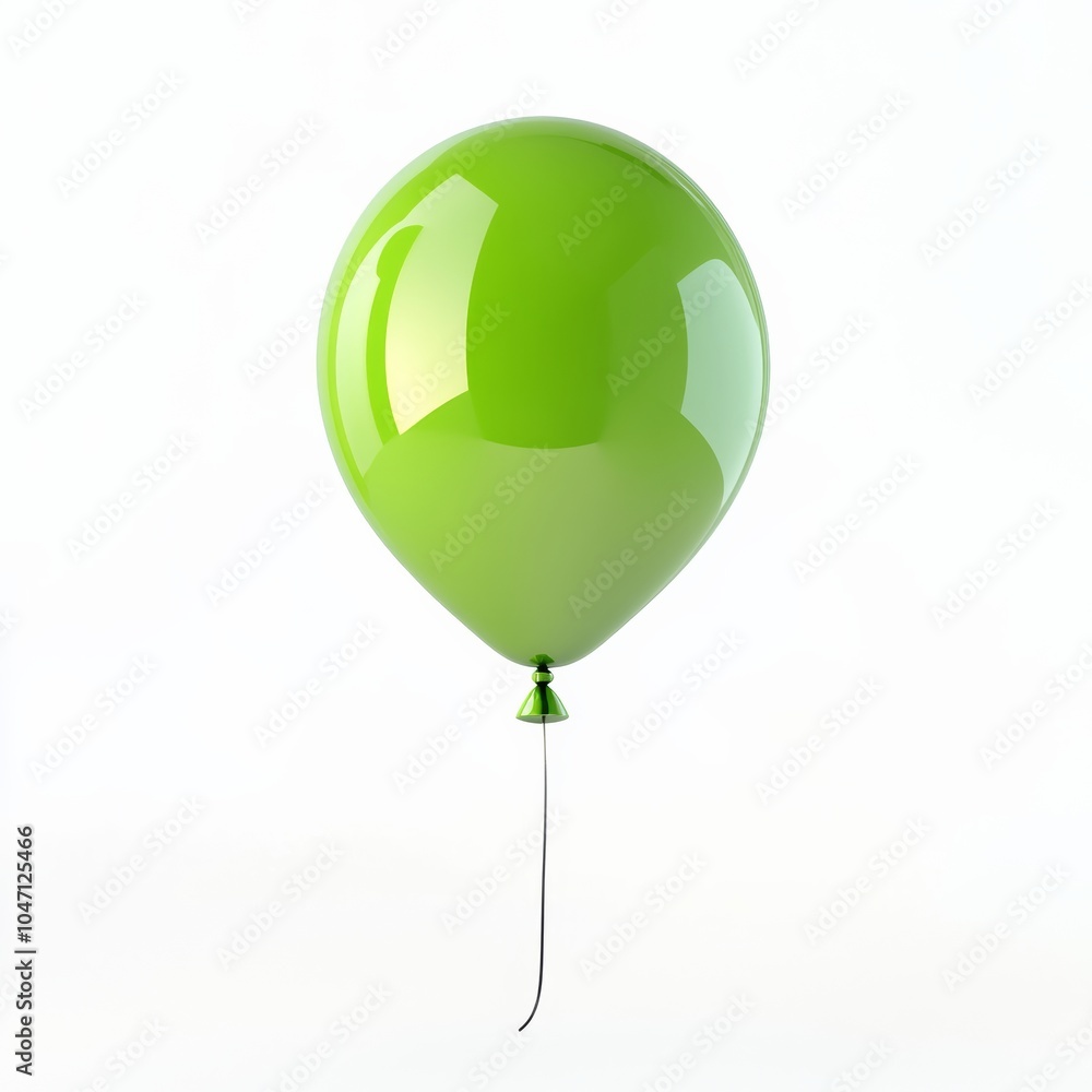 A floating green balloon with a shiny surface, isolated on a clean white background, creating a simple and joyful atmosphere A floating green balloon with a shiny surface, isolated on a clean white background, creating a simple and joyful atmosphere