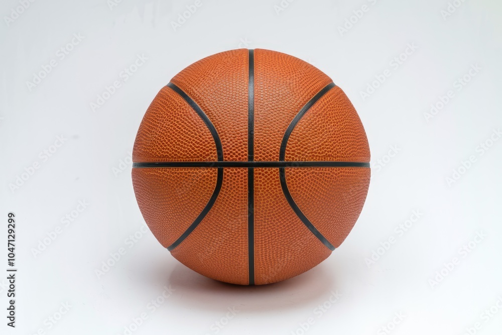 Fototapeta premium A classic orange basketball with black lines isolated on a white background.