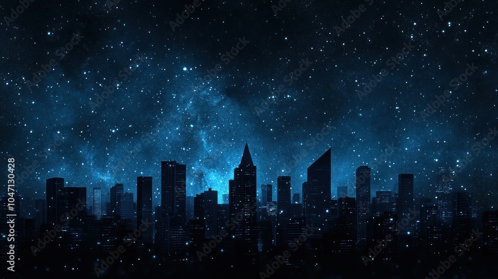 Cityscape Under a Starry Night Cityscape Under a Starry Night