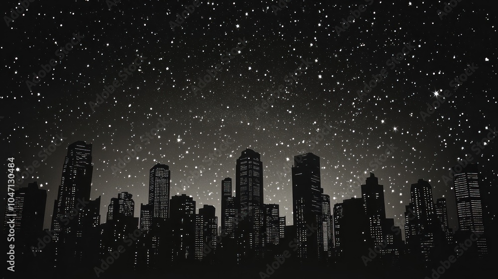 Cityscape Under a Starry Night Cityscape Under a Starry Night