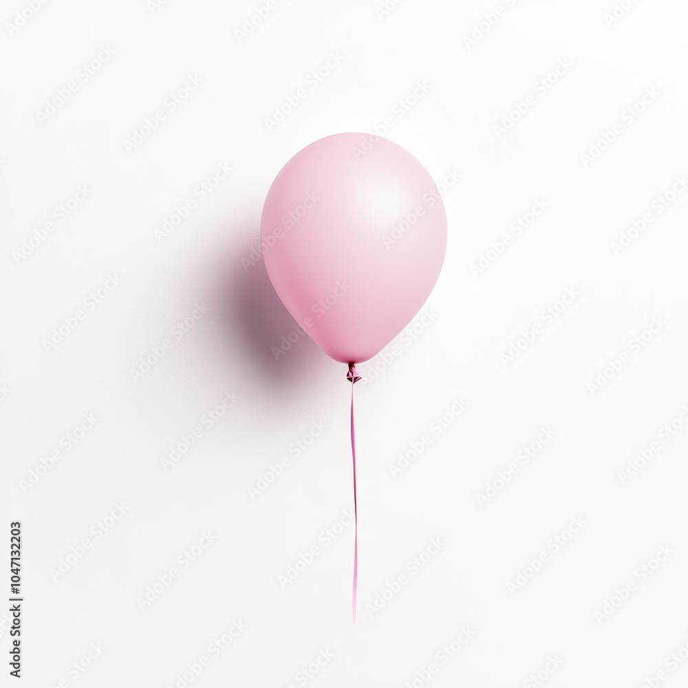 A single pastel pink balloon floating in mid-air, isolated on a clean white background, creating a soft and cheerful vibe A single pastel pink balloon floating in mid-air, isolated on a clean white background, creating a soft and cheerful vibe