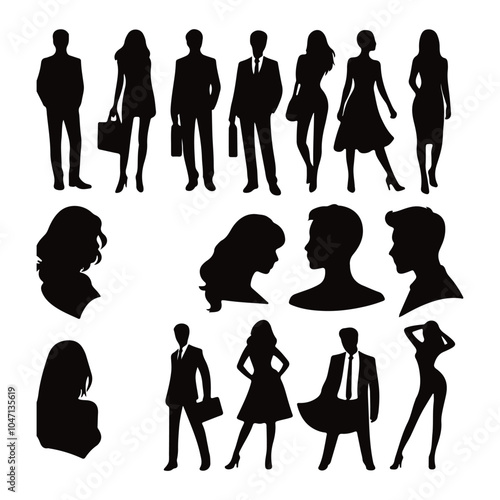 Shilhoutte people symbols vector set on a white background