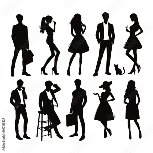 Shilhoutte people symbols vector set on a white background