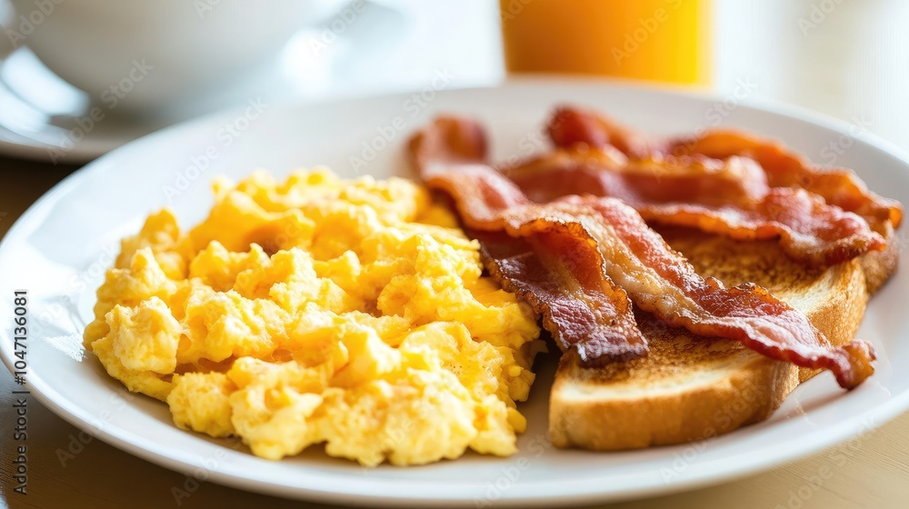 Delicious Breakfast Plate with Eggs and Bacon Delicious Breakfast Plate with Eggs and Bacon