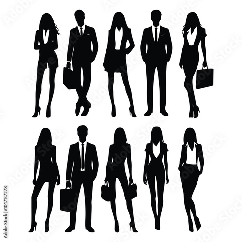 Shilhoutte people symbols vector set on a white background