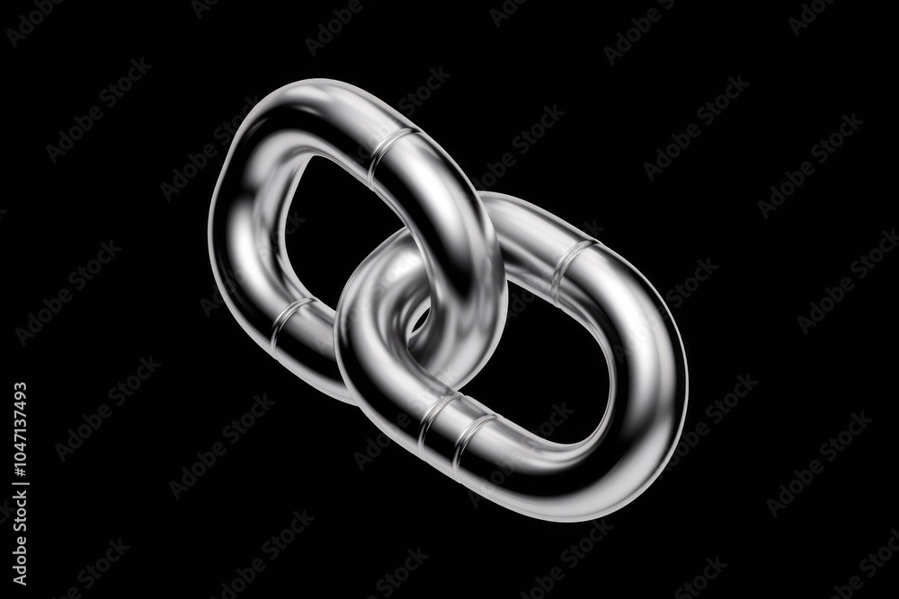 A single metallic chain link isolated on a transparent background. A single metallic chain link isolated on a transparent background.