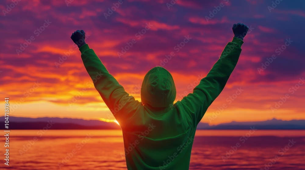 Fototapeta premium The Celebratory Person at Sunset