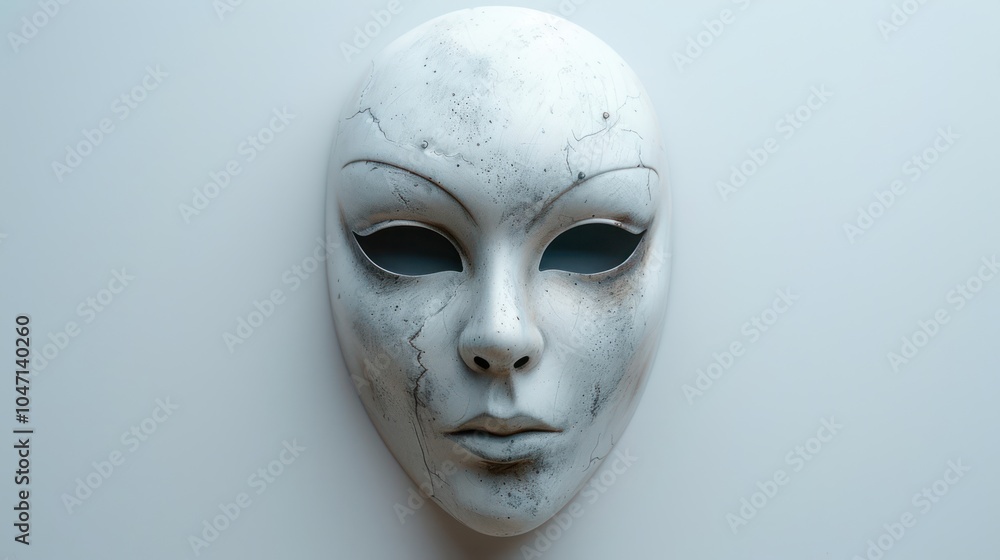 Isolated creepy mask with sharp features on a white background Isolated creepy mask with sharp features on a white background