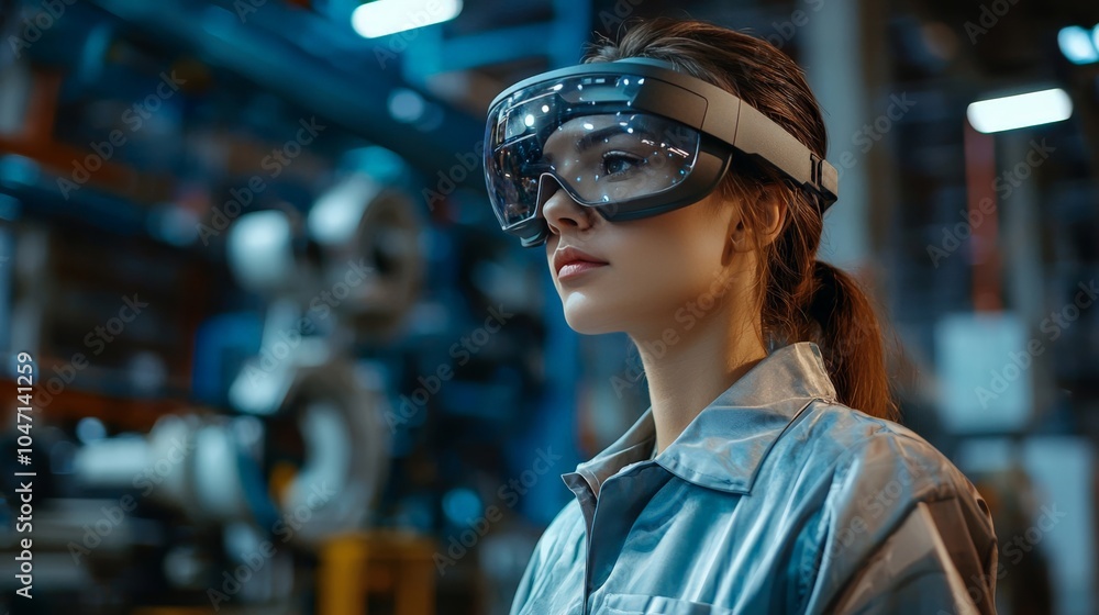 Workers using AR glasses to enhance productivity on the factory floor Workers using AR glasses to enhance productivity on the factory floor