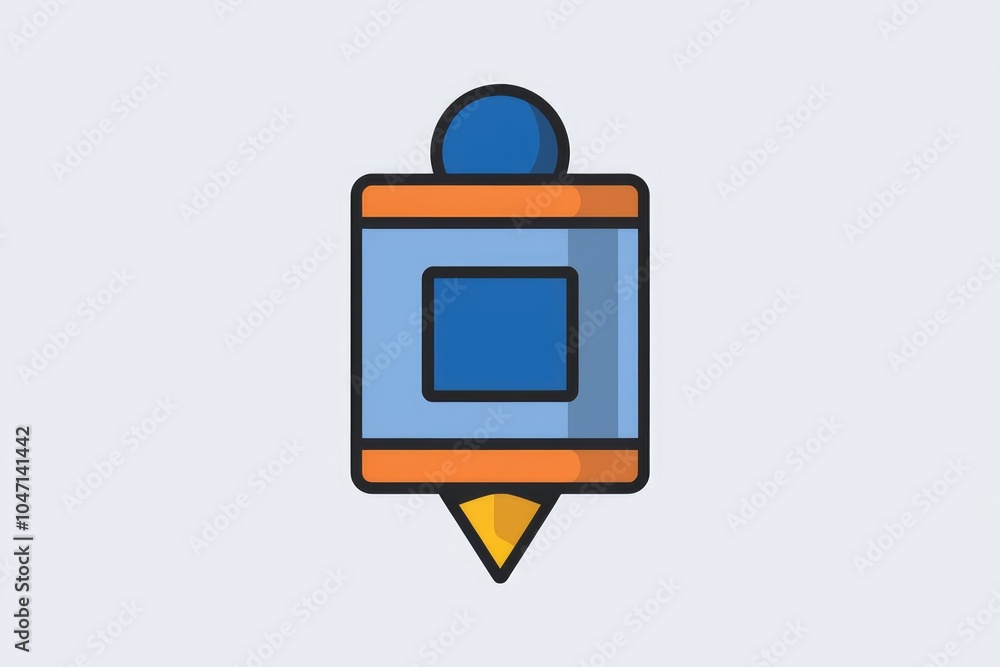 A cartoon illustration of a blue and orange spinning top toy. A cartoon illustration of a blue and orange spinning top toy.