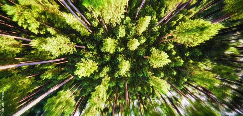 Obraz premium Vibrant green forest canopy in motion