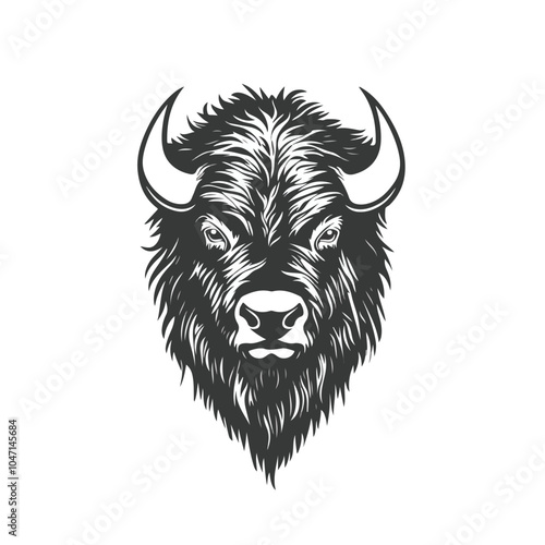 Majestic Bison Head Logo Design Template Vector Illustration