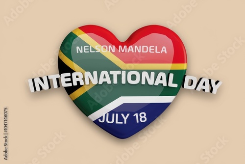 A heart with the South African flag celebrating Nelson Mandela International Day on July 18th.
