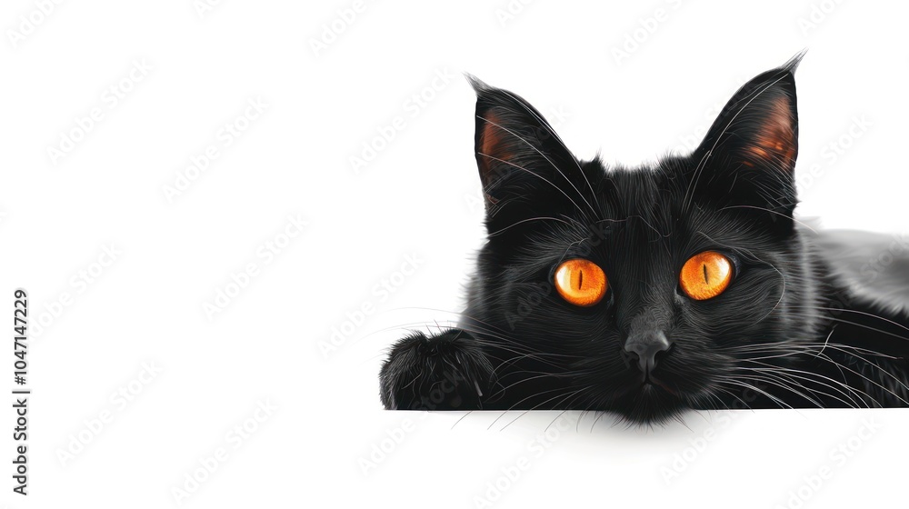 Isolated Halloween cat with glowing eyes on a white background Isolated Halloween cat with glowing eyes on a white background