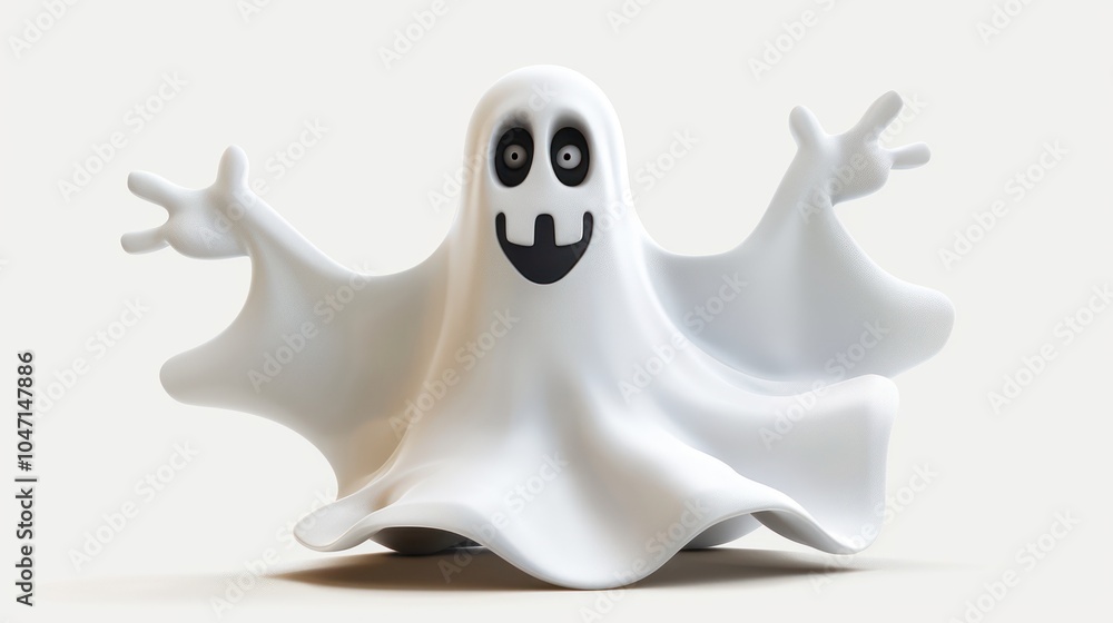 Isolated Halloween ghost figure with cartoonish expression on a white background Isolated Halloween ghost figure with cartoonish expression on a white background