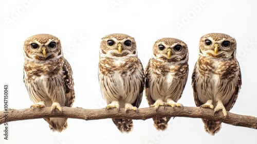 Owls Perched Quietly on Branches in the Zoo