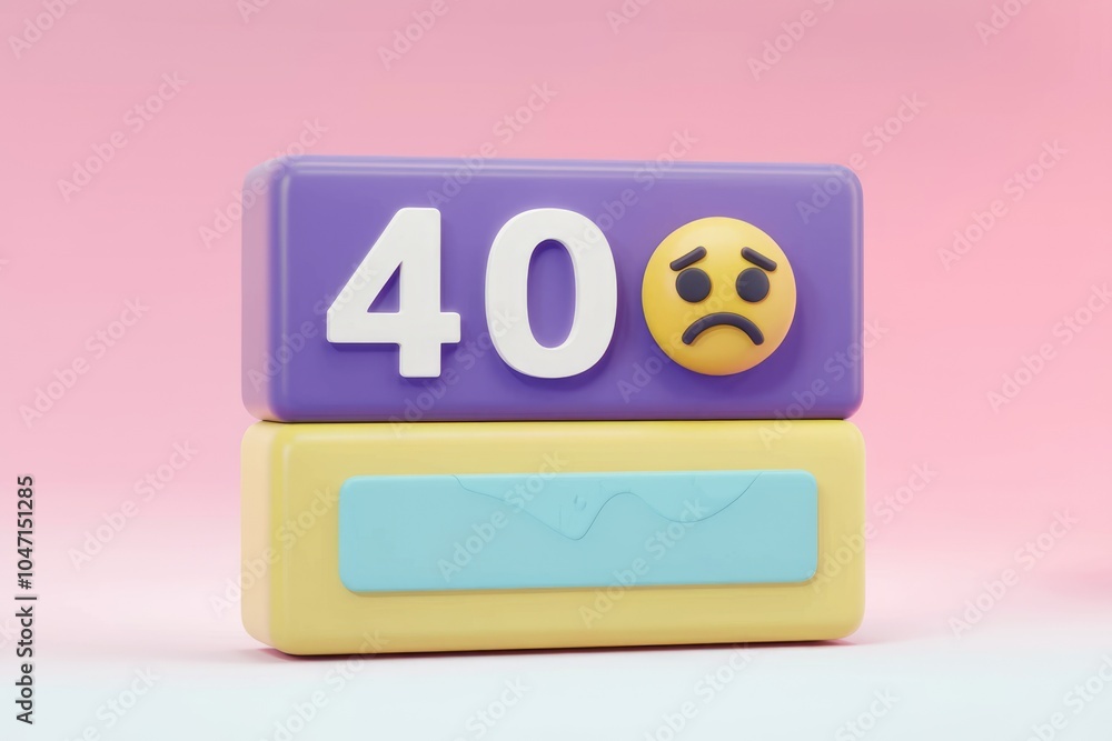 A 3D rendering of a sad face emoji with the number 40 indicating an error message. A 3D rendering of a sad face emoji with the number 40 indicating an error message.