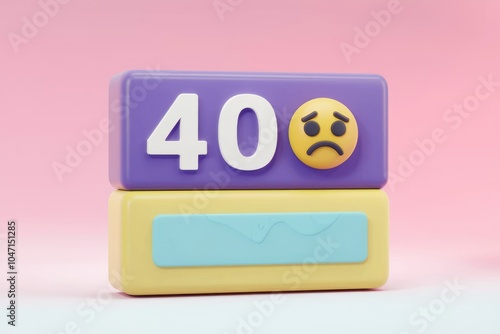 Wallpaper Mural A 3D rendering of a sad face emoji with the number 40  indicating an error message. Torontodigital.ca