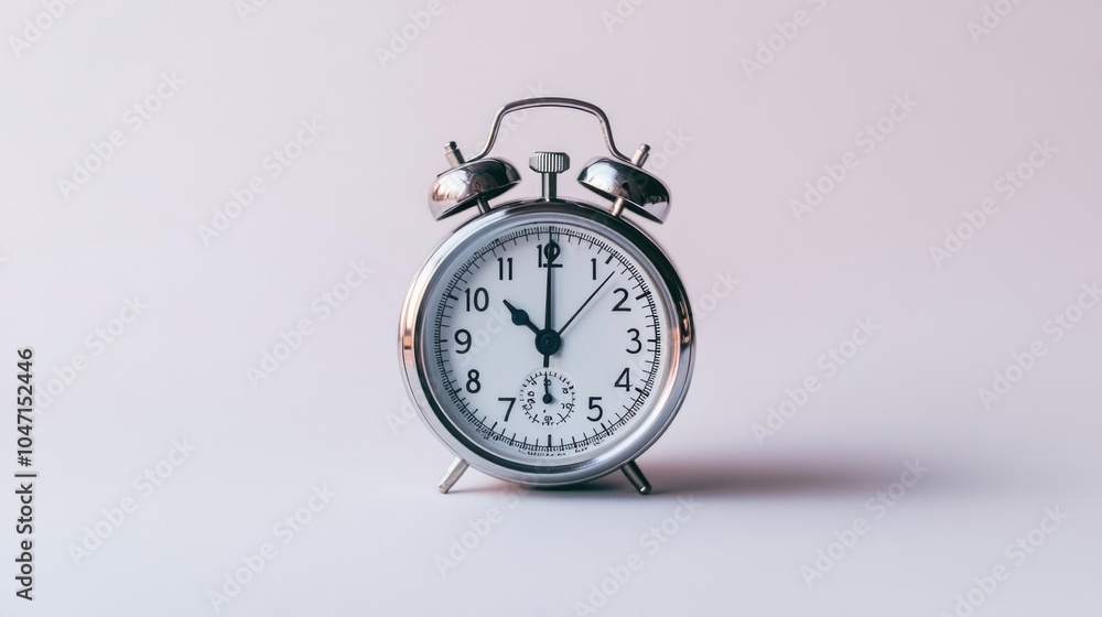 Silver Alarm Clock on White Background Silver Alarm Clock on White Background