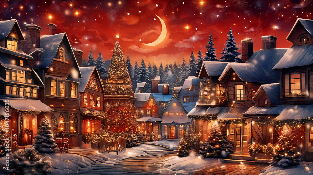 Christmas Harmony in a Magical Winter Village with Festive Wonder ...