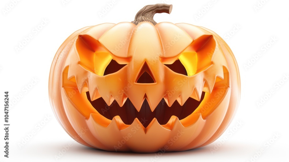 Isolated jack-o'-lantern with a wide grin on a white background Isolated jack-o'-lantern with a wide grin on a white background
