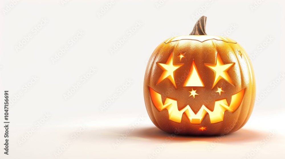 Isolated jack-o'-lantern with carved stars on a white background Isolated jack-o'-lantern with carved stars on a white background