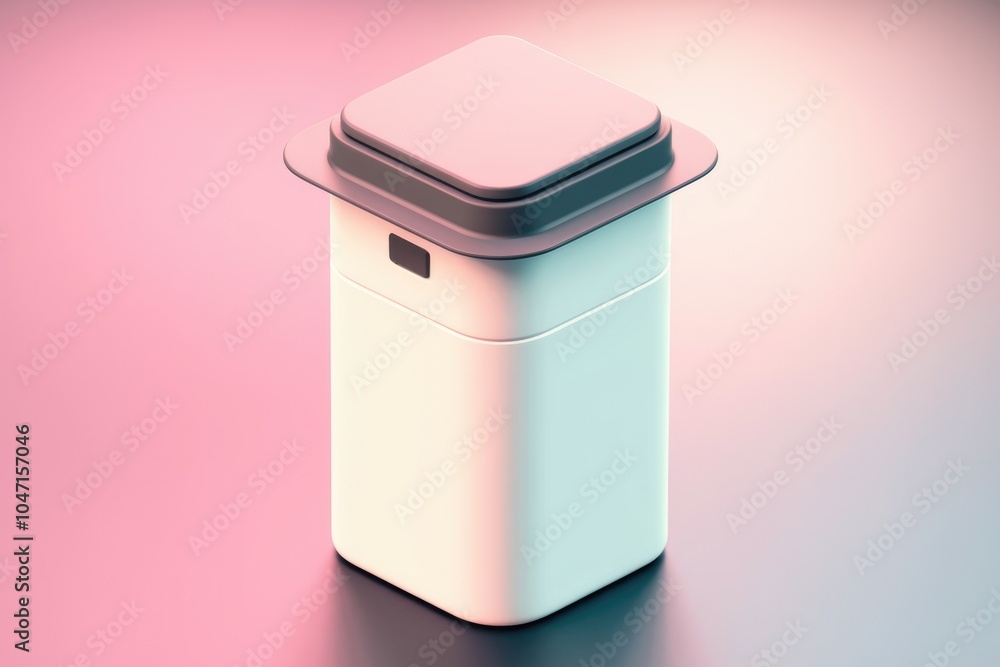 A white cylindrical object with a square top and a black button. A white cylindrical object with a square top and a black button.