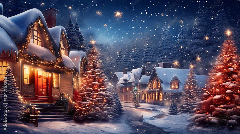Christmas Harmony in a Magical Winter Village with Festive Wonder ...