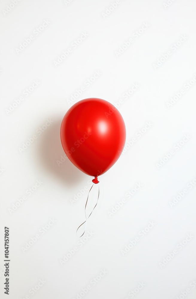 Vibrant red balloon floating against a plain white background Vibrant red balloon floating against a plain white background