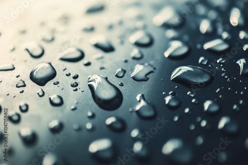 Close-up of water droplets on a dark surface photo