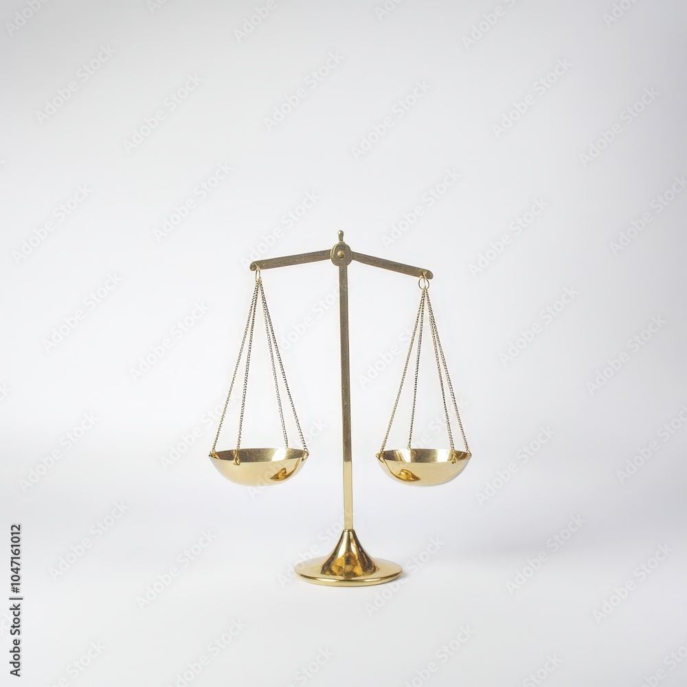 Brass scales of justice on a plain background Brass scales of justice on a plain background