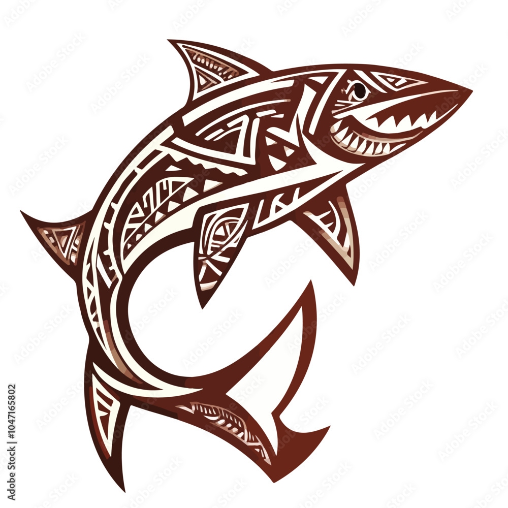 Naklejka premium Polynesian Shark Tattoo Vector Design Illustration