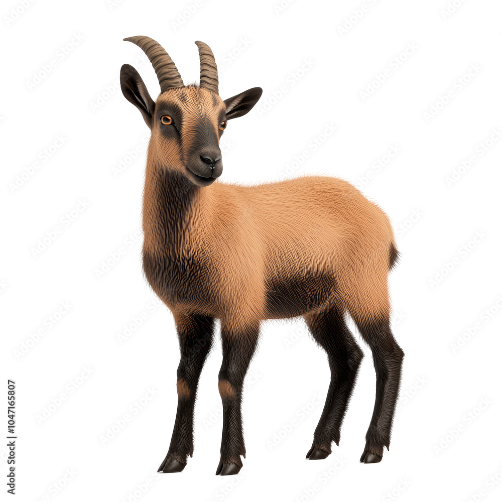 Isolated 3D illustration of a wild chamois goat on a white background, showcasing its distinctive features and unique anatomy. Isolated 3D illustration of a wild chamois goat on a white background, showcasing its distinctive features and unique anatomy.