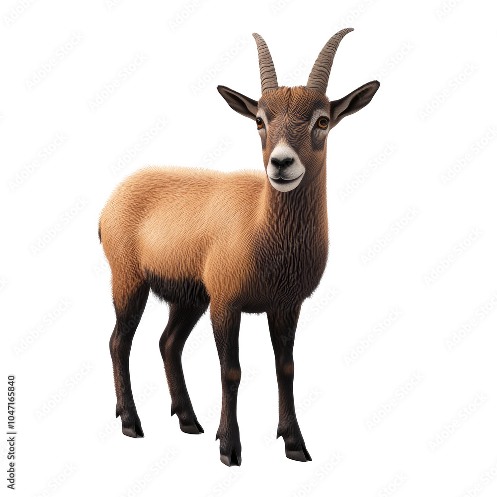Chamois Goat Illustration, a detailed 3D rendering of a wild chamois goat against a clean white backdrop, showcasing its unique features and form. Chamois Goat Illustration, a detailed 3D rendering of a wild chamois goat against a clean white backdrop, showcasing its unique features and form.