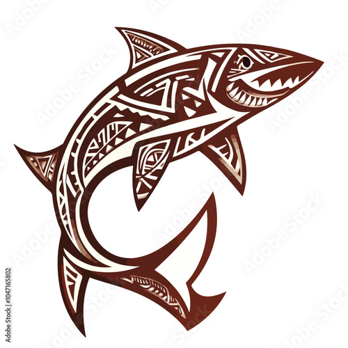 Polynesian Shark Tattoo Vector Design Illustration