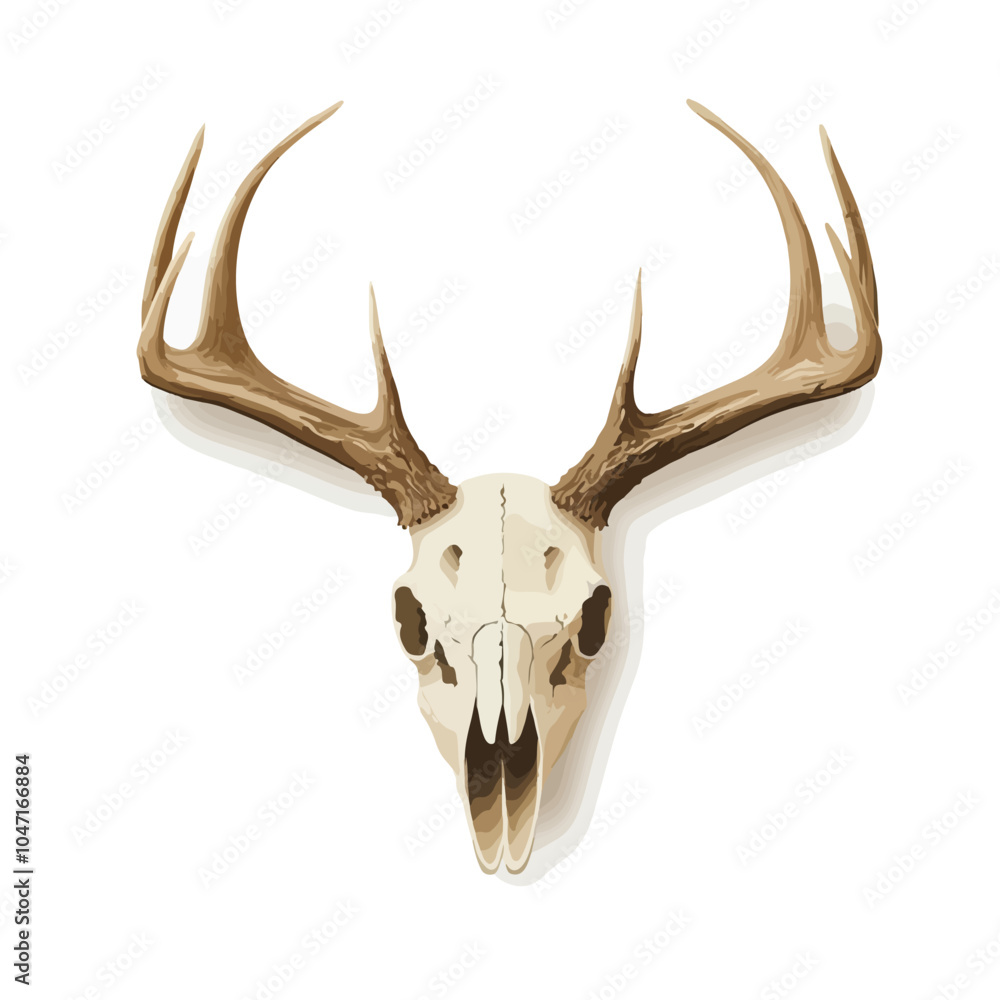 Fototapeta premium Detailed Realistic Deer Skull with Horns Vector Illustration