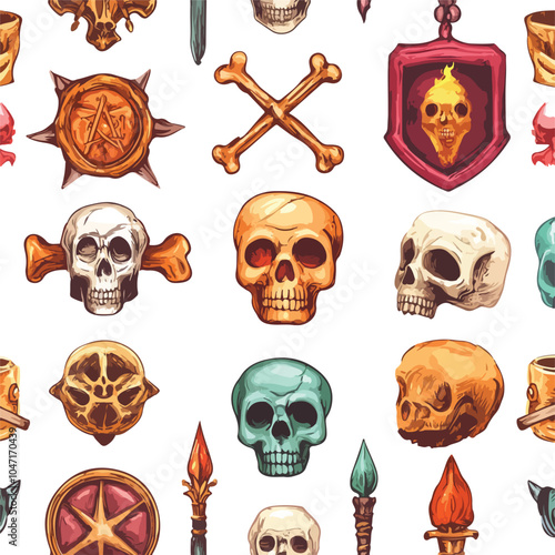 Enchanting Seamless Illustration of Magic Symbols for Mystical Designs