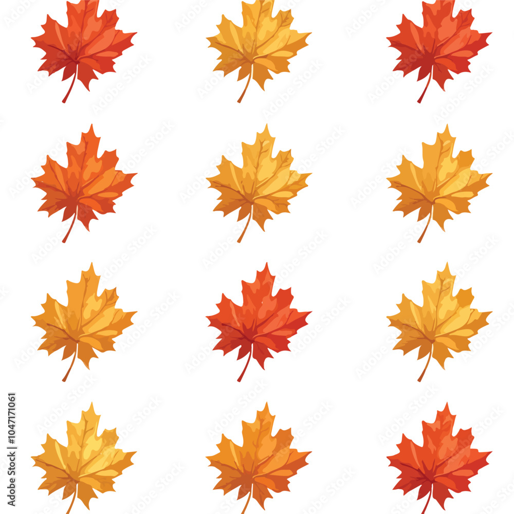 Fototapeta premium Elegant Festive Maple Leaf Garlands Seamless Illustration
