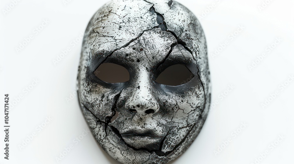 Obraz premium Isolated spooky mask with horror expression on a white background