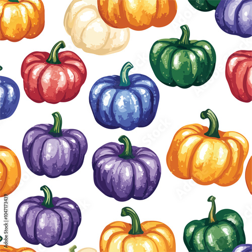 Vibrant Halloween Seamless Pattern in Bright Multicolors