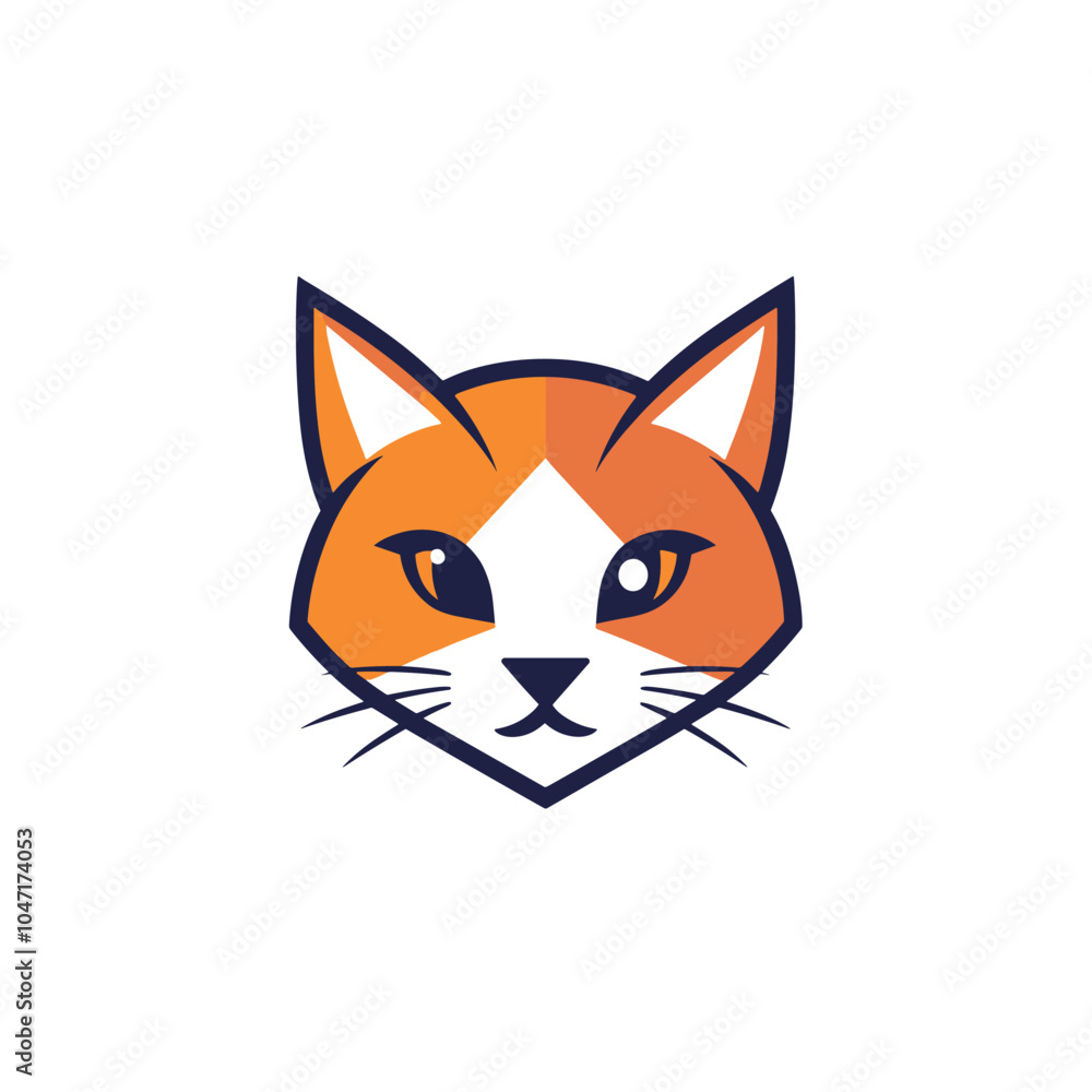 Obraz premium Modern Minimalist Cat Head Logo with Flat Colors