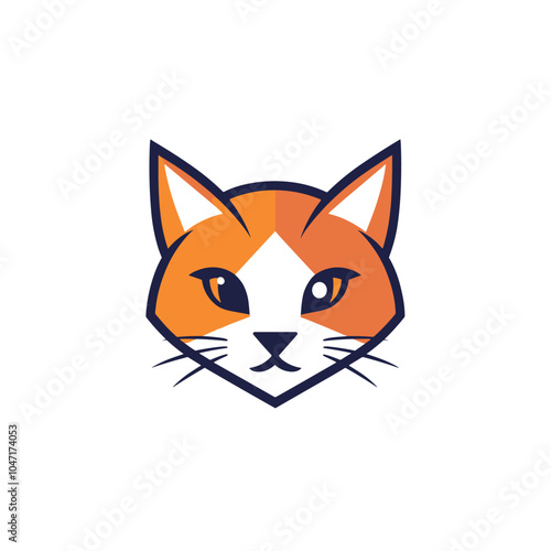 Modern Minimalist Cat Head Logo with Flat Colors photo