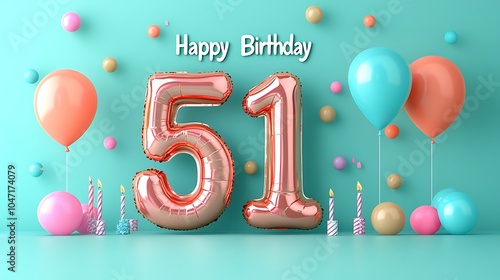 Cheerful 51st Birthday Celebration Theme with Balloons